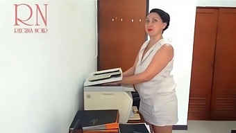 Office Milf Regina Noir Secretly Films Herself In Lingerie For Mfp Security Camera