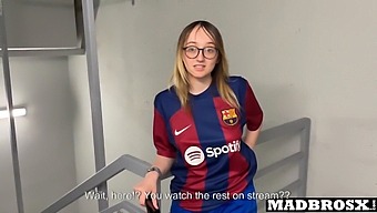 Barcelona Fan Gets Passionately Penetrated By Psg Enthusiasts In The Stadium Hallways!